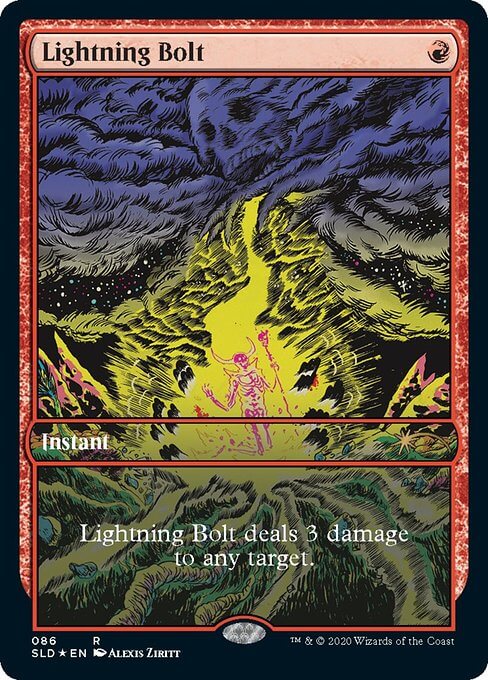 【Foil】(086)■フルアート■《稲妻/Lightning Bolt》[SLD] 赤R
